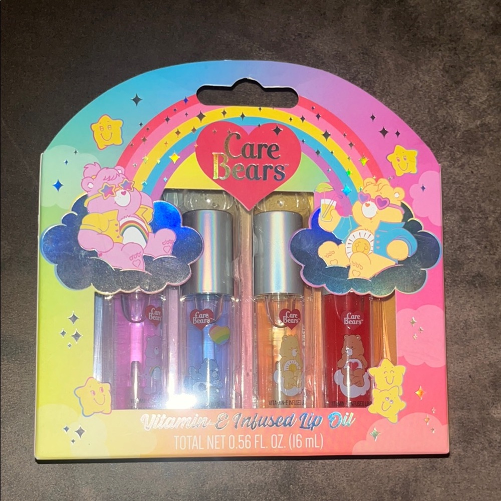 Care Bears Lip Oil Set - Pink, Blue, Red, Yellow